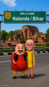 Motu Patlu Nalanda Bihar AI Image Prompt