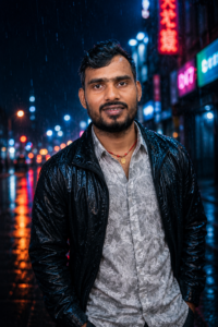 Cinematic Rainy Street Portrait